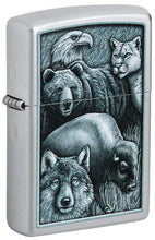 Load image into Gallery viewer, Zippo Lighter - Custom Engraved with Your Message for Animal Kingdom Design Satin Chrome Pocket Lighter 46237