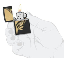 Load image into Gallery viewer, Zippo Lighter - Custom Engraved with Your Message - Zen Flora Design - Black Matte 46473