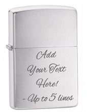 Load image into Gallery viewer, Zippo Lighter - Personalized Custom Message Engrave Chrome Windproof Lighter Brushed Chrome 200