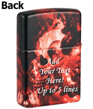 Load image into Gallery viewer, Zippo Lighter - Personalized Message Engraved on Backside for Fire Fighter Windproof Lighter (Skull with Red 48772)