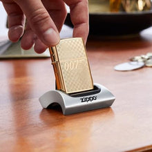 Load image into Gallery viewer, Zippo Lighter - Custom Engraved with Your Message for Textured James Bond 007™ Design Brushed Brass Pocket Lighter 46298