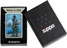Load image into Gallery viewer, Zippo Lighter - Customized Message on Castle Troll Street Chrome Pocket 46246