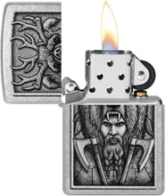 Load image into Gallery viewer, Zippo Lighter - Personalized Message Engraved Backside on Viking Design Windproof Lighter (Barbarian 48731)