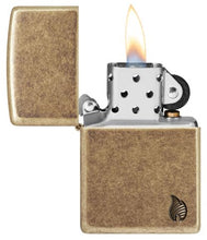 Load image into Gallery viewer, Zippo Lighter - Custom Engraved with Your Message - Armor Deep Carved Flame - Antique Brass 46400
