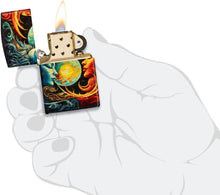 Load image into Gallery viewer, Zippo Lighter- Personalized Custom Message Engraved on Sun and Moon Design 540 Tumbled Brass Pocket Lighter 46563