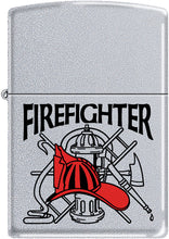 Load image into Gallery viewer, Zippo Lighter - Firefighter Red Helmet Satin Chrome Windproof Lighter #Z278