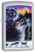Load image into Gallery viewer, Zippo Lighter- Personalized Message Engrave Wolf WolvesZippo Lighter Satin Z503