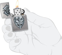 Load image into Gallery viewer, Zippo Medieval Skull Crest Linen Weave Pocket Lighter