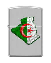 Load image into Gallery viewer, Zippo Lighter-Personalized Custom Message Engraved on Backside Algeria Flag Map Satin Chrome Windproof Lighter #Z5406