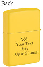 Load image into Gallery viewer, Zippo Customized Message Sunflower Yellow Lemon Color with Zippo Logo - 46019ZL
