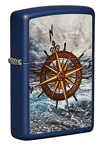 Zippo Lighter- Personalized Engrave for Compass Design Navy Matte #49408