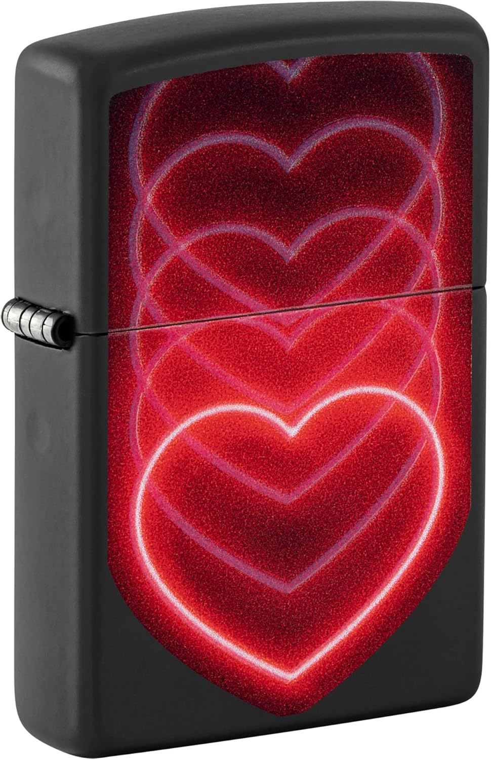 Zippo Black Light Hearts Design Black Matte Pocklet Lighter