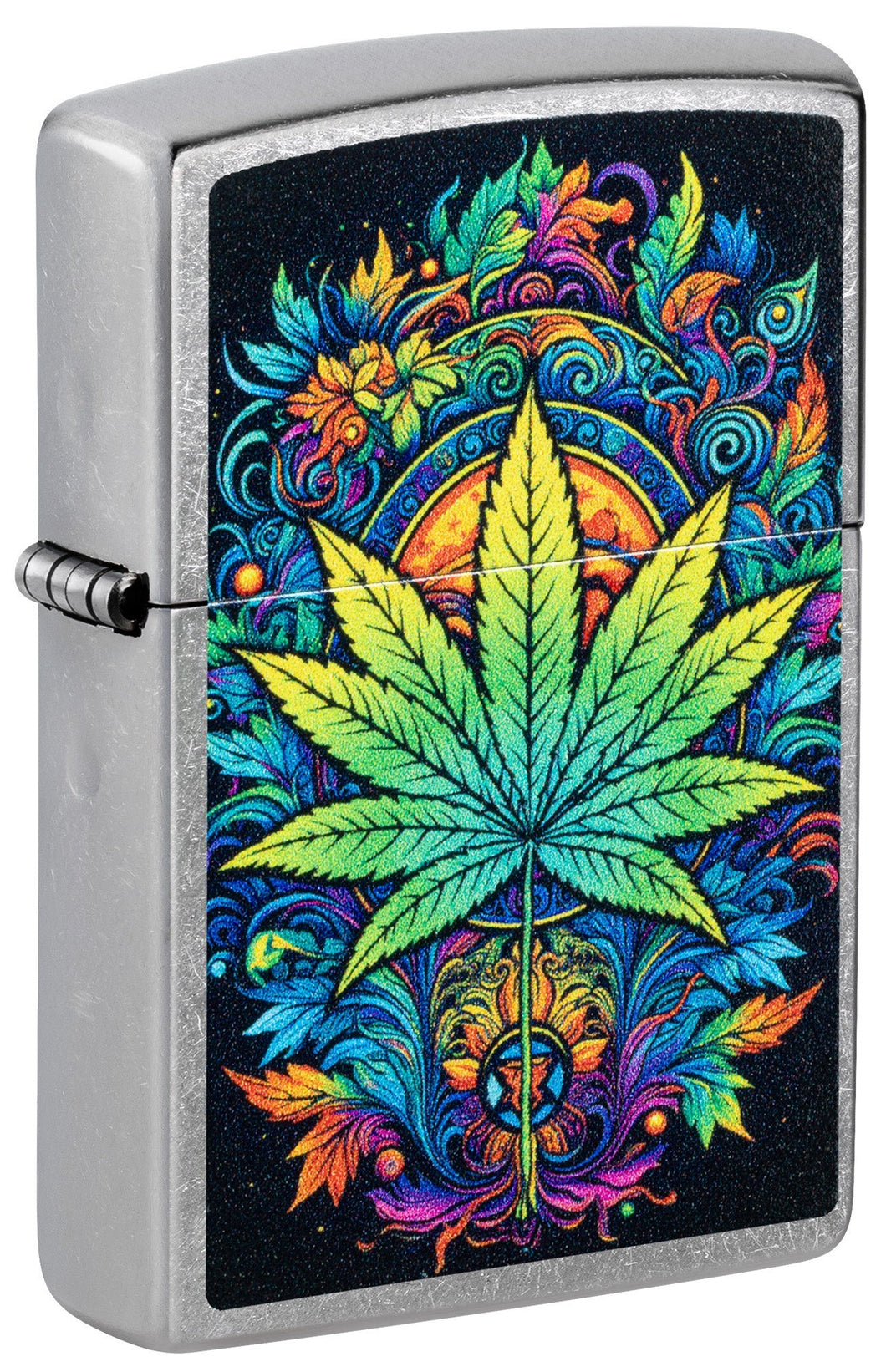 Zippo Lighter - Customized Message Captivating Weed Leaf - Street Chrome 46575