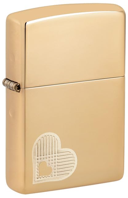 Zippo Lighter - Custom Engraved with Your Message for Double Hearts Design High Polish Brass Pocket Lighter 46281