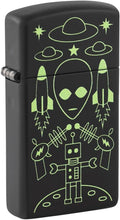 Load image into Gallery viewer, Zippo - Customized Message on Alien Invasion Slim® Black Matte Pocket 46691
