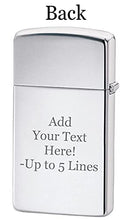 Load image into Gallery viewer, Zippo - Customized Message on Slim® Laser Pattern High Polish Chrome 46706
