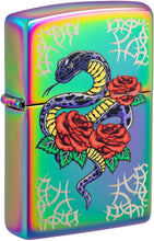 Load image into Gallery viewer, Zippo Rose Snake Tattoo Design Multi Color Pocket Lighter
