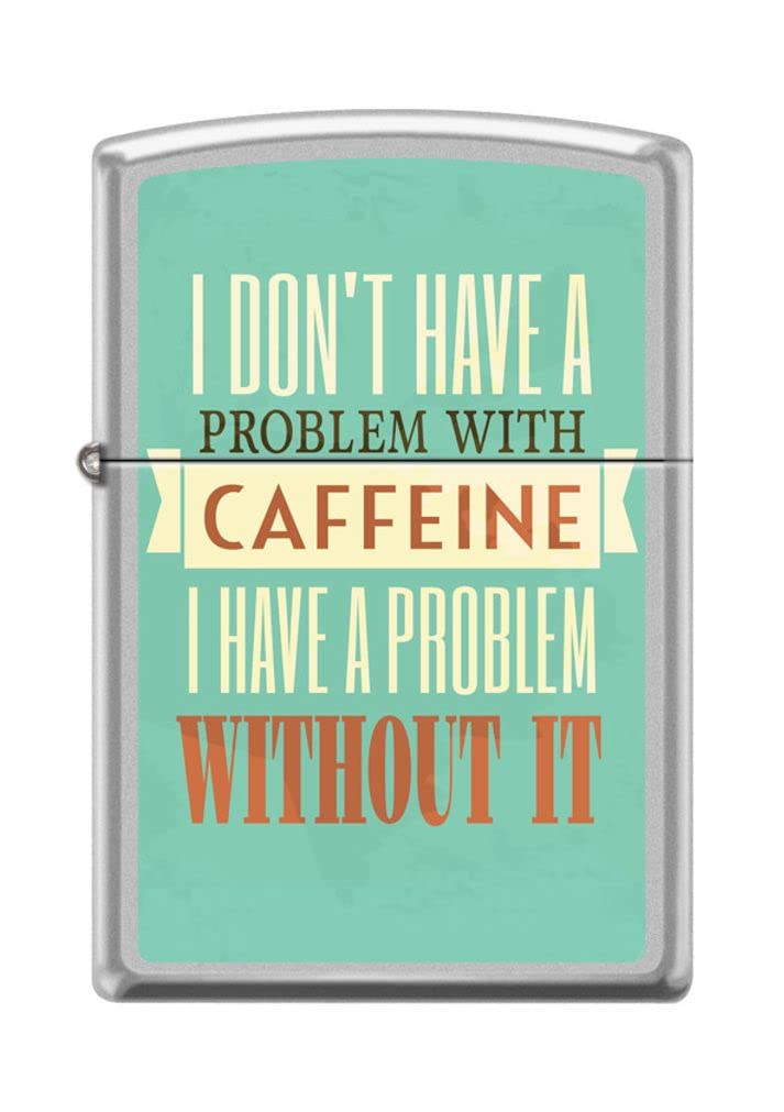 Zippo Lighter-Personalized Engrave for Caffeine Poster Design Satin Chrome Z5038