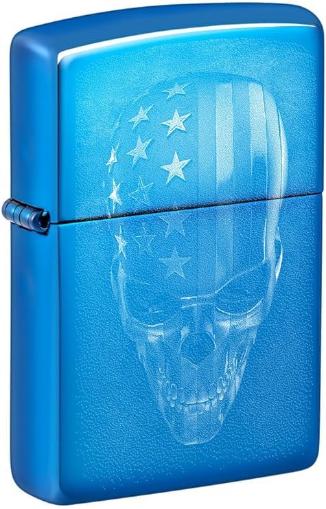 Zippo Lighter- Personalized Engrave for Fire Fighter American Flag Skull 48739
