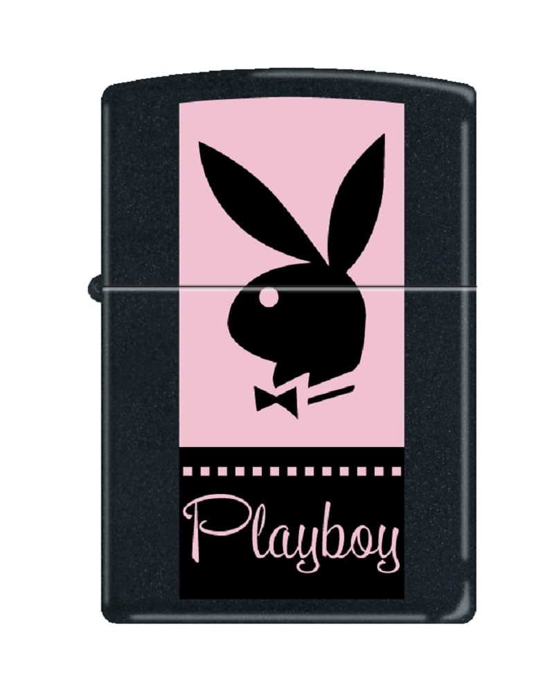 Zippo Lighter - Personalized Customize Message Engrave on Backside for Playboy Bunny (Black Matte Z5326)