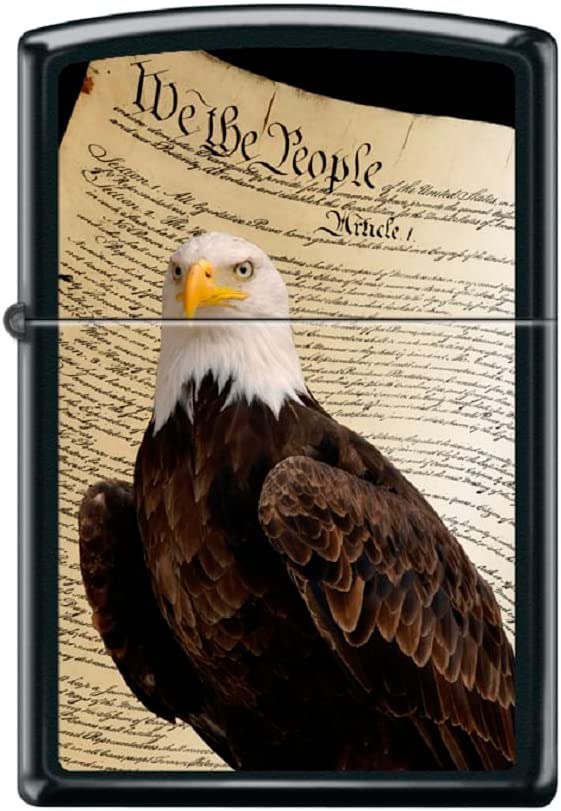 Zippo Lighter - Personalized Message Engraved on Backside Americana US Eagle USA Flag Patriotic Collection1 Windproof Lighter