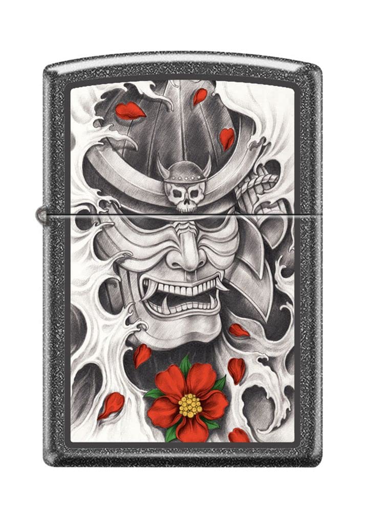 Zippo Lighter - Personalized Message Engraved Backside on Viking Design Windproof Lighter (Samurai Masks Fierce Z5204)