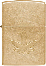 Load image into Gallery viewer, Zippo Cannabis Stamped Design Tumbled Brass Pocket Lighter
