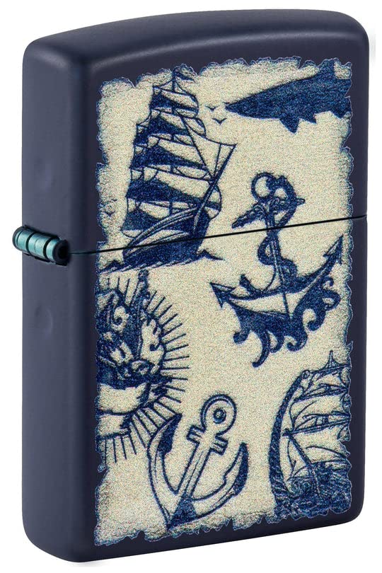 Zippo Lighter- Personalized Engrave Nautical Symbol Navy Matte #49774