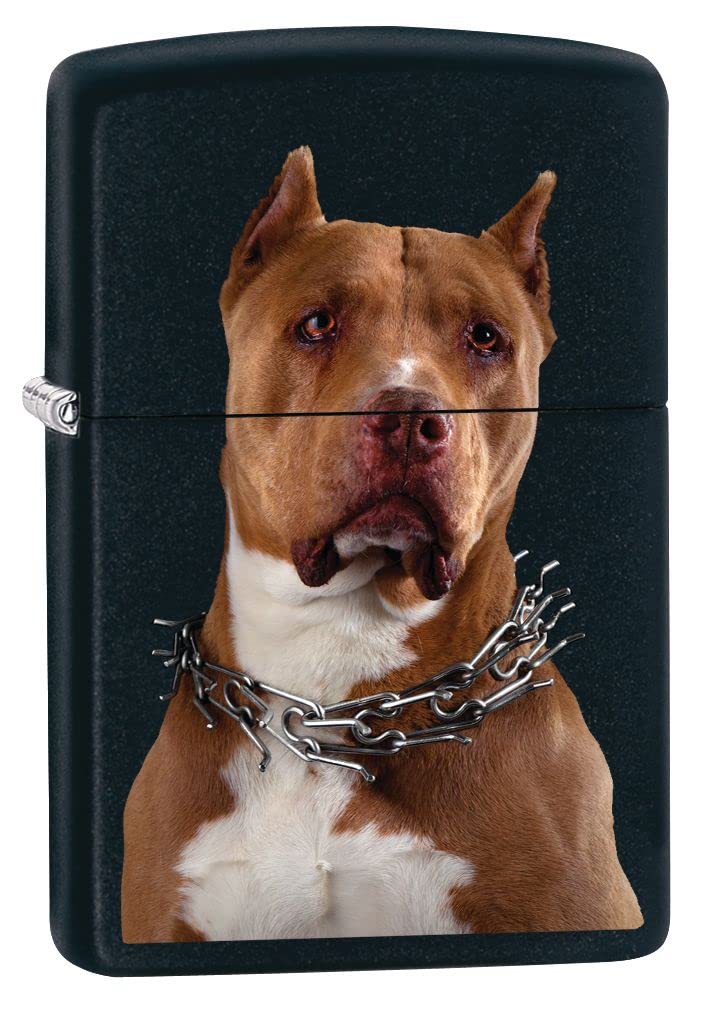 Zippo Lighter- Personalized Message Engrave for Pit Bull Dog Black Matte #Z5100