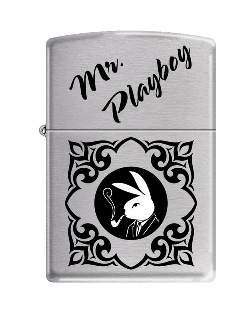 Zippo Lighter - Personalized Customize Message Engrave on Backside for Playboy Bunny (Mr.Playboy Smoking Z5555)