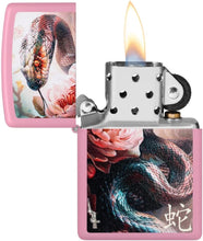 Load image into Gallery viewer, Zippo - Customized Message on Mazzi® Snake and Flower Pink Matte Pocket 46685
