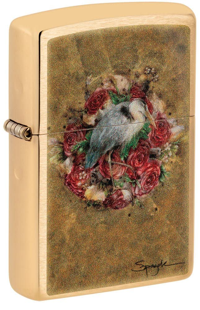 Zippo Lighter - Personalized Custom Message Engraved on Back for Spazuk Art Works Windproof Zippo Lighter (Spazuk Bird and Roses 48329)