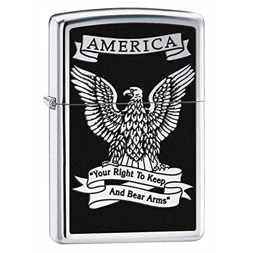 Zippo Lighter- Personalized Americana Eagle USA Flag Black/White Eagle 28290