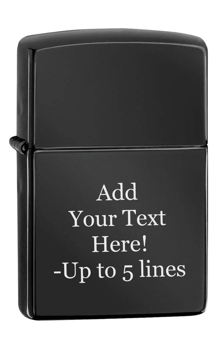 Zippo Lighter - Personalized Message Engraved on Colored Windproof Lighter High Polish Black 24756