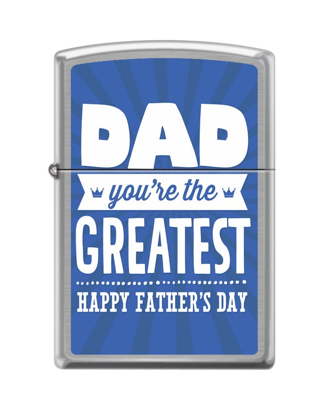 Zippo Lighter-Happy Fathers Day Brushed Chrome Windproof Lighter #Z5419
