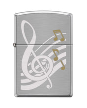 Load image into Gallery viewer, Zippo Lighter-Music Notes Brushed Chrome Windproof Lighter #Z5421
