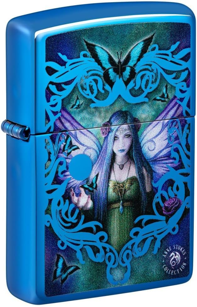 Zippo Lighter - Customized Message on Mystic Aura Fairy - High Polish Blue 48985