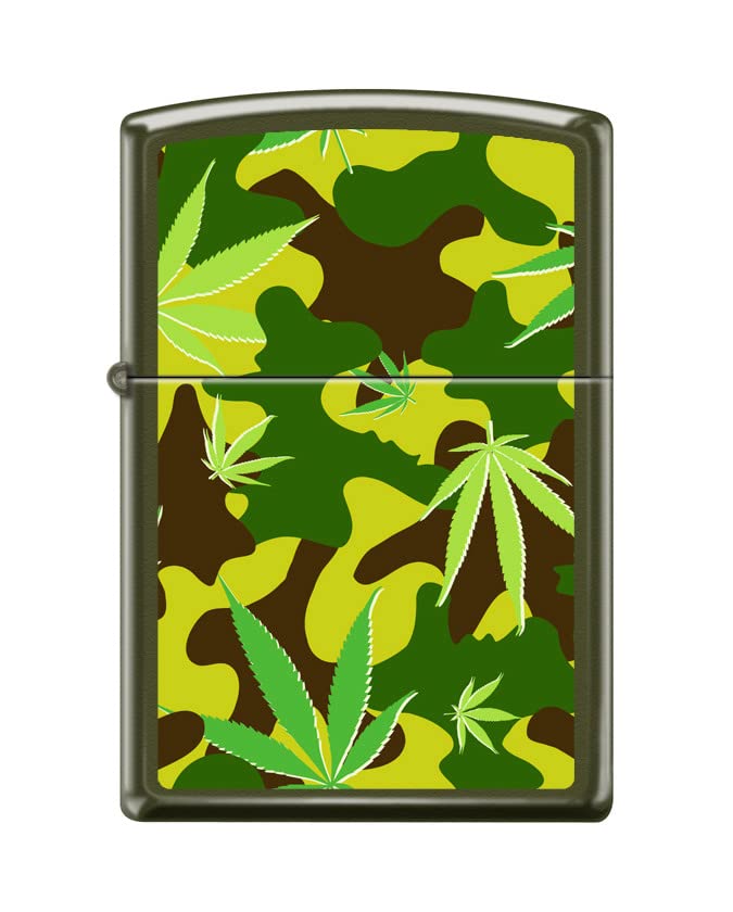 Zippo Lighter-Greenleaf Camo Green Matte Windproof Lighter #Z5502