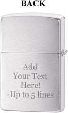 Load image into Gallery viewer, Zippo Lighter- Personalized Message for Puerto Rico Flag Brushed Chrome #Z5280
