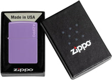 Load image into Gallery viewer, Zippo Lighter - Customize Message on Classic Smoky Lavender Logo Pocket 46681ZL

