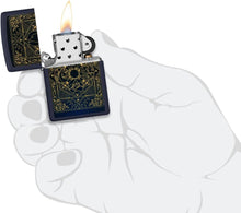 Load image into Gallery viewer, Zippo Lighter - Custom Message Engrave Elements Design - Navy Matte 48958
