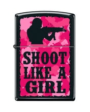 Load image into Gallery viewer, Zippo Lighter- Personalized Engrave Shoot Like A Girl Black Matte #Z5475
