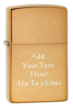 Load image into Gallery viewer, Zippo Lighter- Personalized Engrave on Brass Collection Brushed Brass 204B
