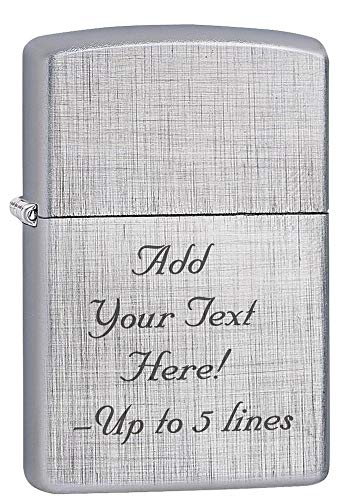 Zippo Lighter- Personalized Message Engrave Brushed Chrome Linen Weave #28181