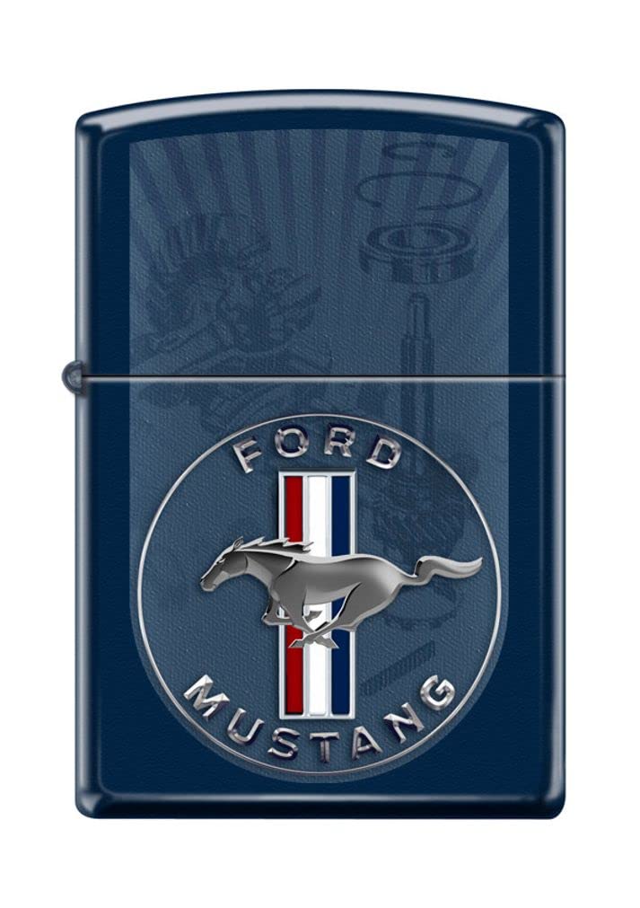 Zippo Lighter - Personalized Custom Message Engraved on Backside for Ford Mustang Navy Matte #Z5041