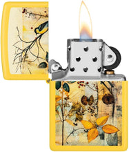 Load image into Gallery viewer, Zippo Lighter- Personalized Custom Message Engraved on Scrapbook Bird Design Sunflower Pocket Lighter 46580
