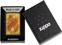 Load image into Gallery viewer, Zippo Flame and Dragon Black Matte Pocket Lighter
