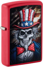 Load image into Gallery viewer, Zippo Lighter - Customized Message on Uncle Skeleton Red Matte Pocket 46696
