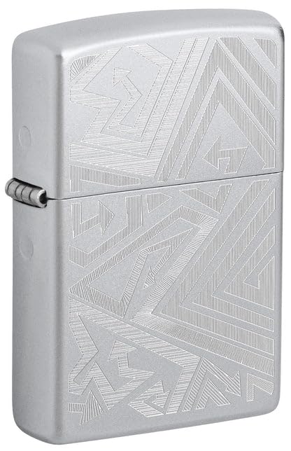 Zippo Lighter - Custom Engraved with Your Message - Which Way Design, Engraved - Satin Chrome 46481
