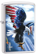 Load image into Gallery viewer, Zippo Lighter- Personalized Engrave Americana Eagle USA Flag Brush Chrome Z502

